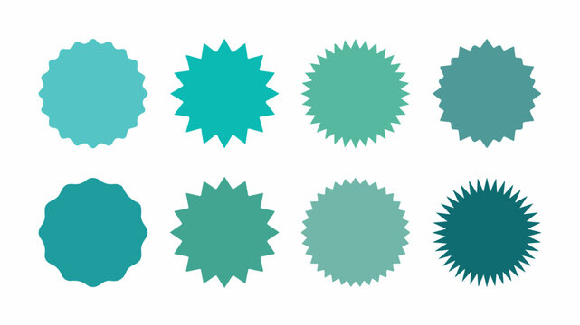 Eight circular badge shapes
