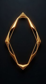 A sophisticated black background featuring a luminous gold diamond frame, ideal for high-end luxury invitations and gala event designs, composition, luminous, artistic