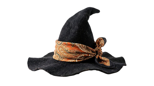 Classic halloween witch hat with paisley bandana spooky costume prop