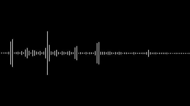 line audio wave visualization on a transparent background, 4k abstract music sound wave or audio wavefrom, White audio waveform spectrum moving animation, Sound wave animation black background.