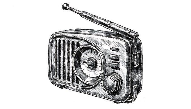 Vintage portable transistor radio with tuning knob and antenna