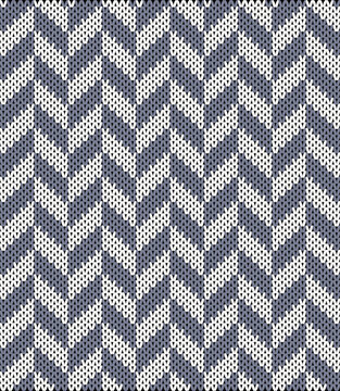 Seamless Herringbone Knitting Pattern with Grey and White Chevron Waves