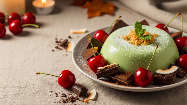 Elegant Buko Pandan Dessert on Soft Linen Tablecloth