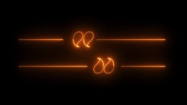 Glowing orange neon quote marks decorative graphic element typography