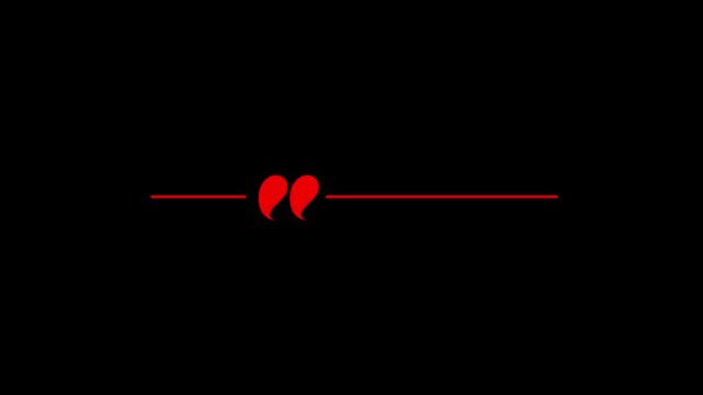 Single red quotation marks with a horizontal line on a black background quote