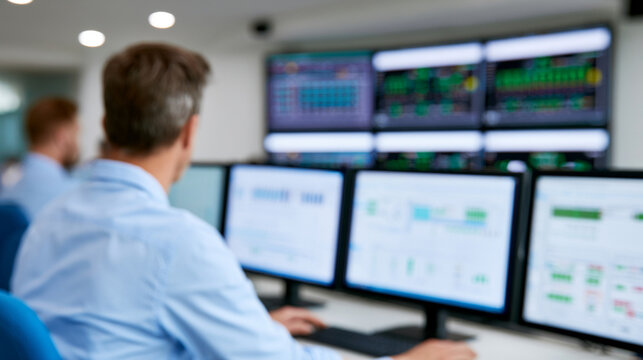 Engineers Monitoring Electrical Asset Management Dashboards in Operations Center