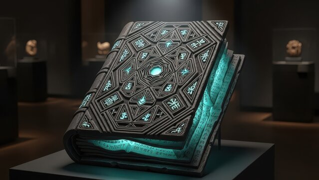 Mysterious glowing book with ornate detailing