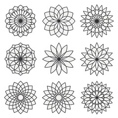 Obraz premium Hand-drawn mandala art set for coloring books and design projects. Intricate circular patterns ideal for meditation and crafts.