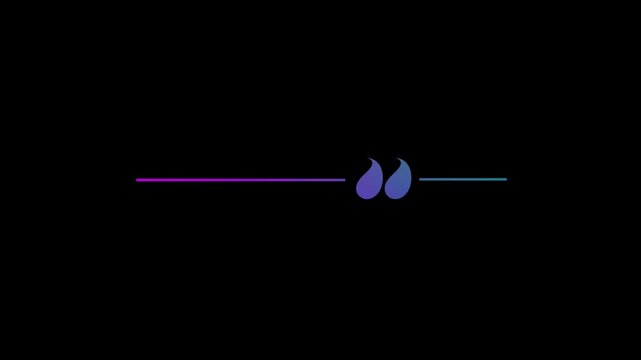 Abstract gradient quote marks icon animation on black background quotation