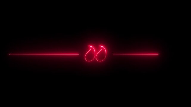 Glowing red neon teardrop symbol with horizontal lines motion graphics light