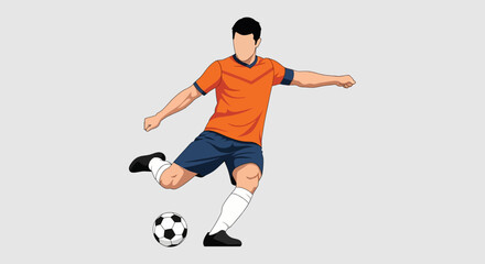 Fototapeta premium Professional Soccer Player Kicking Ball Action Illustration