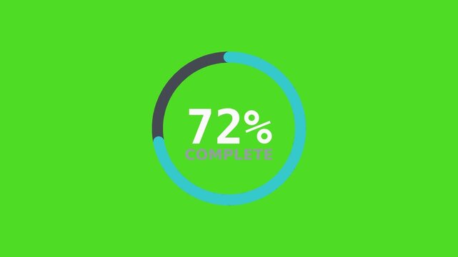 Donut chart 72 percent infographic animation, green screen data