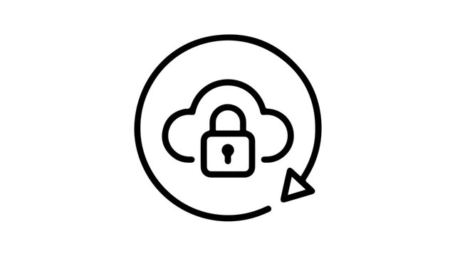 Secure cloud storage icon with a circular frame and downward arrow symbolizing data transfer or backup.