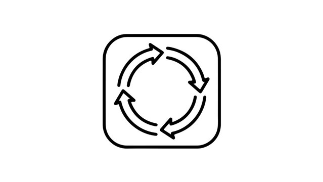 Circular arrow icon within a square frame representing refresh, sync, or loop functionality for user interfaces.