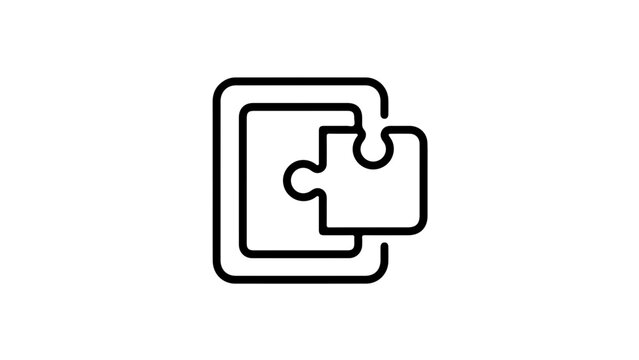 Minimalist puzzle icon with two interlocking pieces symbolizing problem-solving and connectivity.