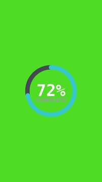 Donut chart 72 percent infographic animation, green screen data