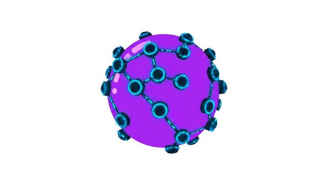 Futuristic quantum computing qubit sphere in motion. 3D animated icon of advanced technology and digital innovation rotating seamlessly.