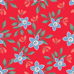 Fototapeta premium Floral seamless pattern with beautiful Flowers for fabric textile wallpaper.