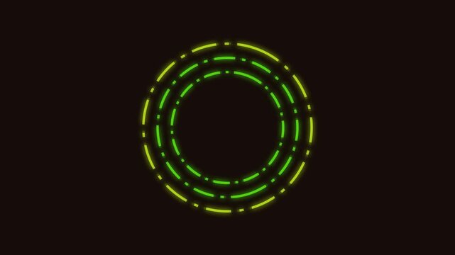 Neon glowing countdown timer with rotating circular dashed lines