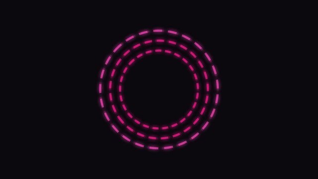 Neon glowing countdown timer with pink dashed circles on black background