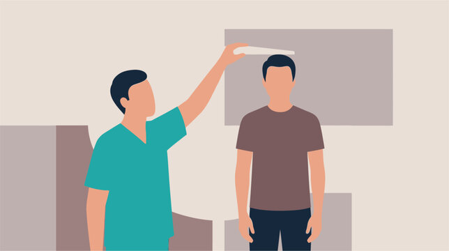 Vertical manual stadiometer scale for measuring human height in centimeters and inches, featuring a sliding headpiece for accurate medical assessment and pediatric clinical use.