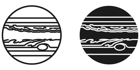 Jupiter planet icon with stripes and Great Red Spot during clean graphic design © MURAD STOCK