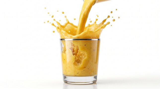 Refreshing Orange Juice and Cola Splash with Ice in Glass Isolated on White Background Fresh Citrus Beverage and Sweet Cold Drink Refreshment Concept