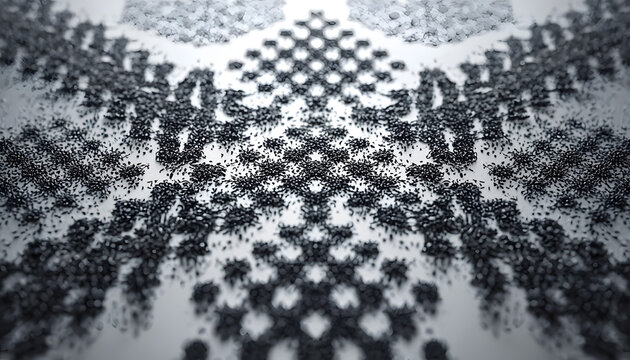 High-speed macro photography of fine black magnetic sand