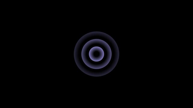 Animated Purple Radar Pulse Sound Wave Echo Circles on Black Background for Audio Frequency Visualizer and Signal Detection Technology Project Presentation.Animation on a Stock Video
