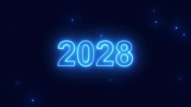 2028 happy new year 2028 animated text new year neon 2028 effective background.