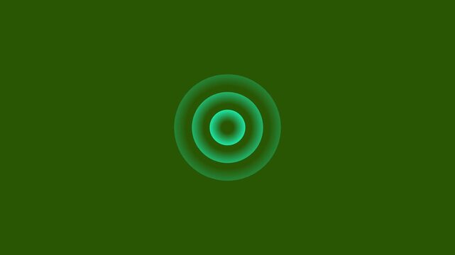 Animated Cyan Radar Pulse Sound Wave Echo Circles on Green Background for Audio Frequency Visualizer and Signal Detection Technology Project Presentation. 4k stock Video
