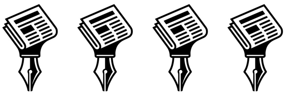 Creative symbols of journalism merging stationery ink tips and daily periodicals