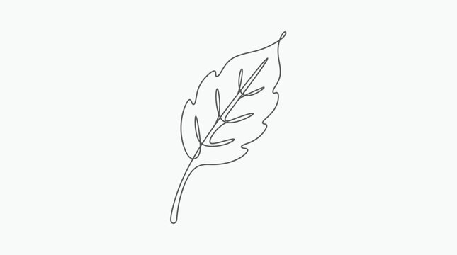 Continuous single line drawing of an intricate leaf with continuous botanical minimalist decoration abstract silhouette environment isolated creative monoline
