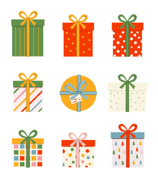 Colorful Gift Boxes Collection in Hand Drawn Style