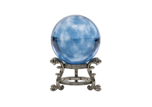 Crystal ball on ornate stand isolated on transparent background