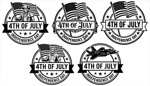 4th of july stamps vector