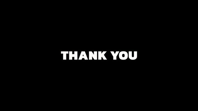 Thank You text animation Orange and White Color Fade and Blinking Effect on Black Background