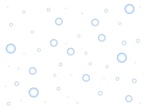 Abstract blue bubble pattern on a clean white background. Minimalist design featuring transparent circular shapes scattered across the surface, ideal for wallpapers, modern backgrounds, web design, pr