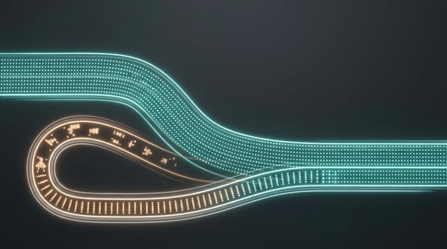Data Quality Recovery Workflow with Exception Correction Loop Rejoining a Continuous Teal Processing Stream on Dark Technology Background