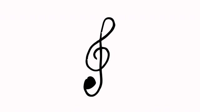 treble clef music note scribble animation 4k in white background