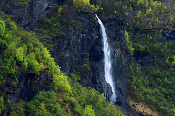 바위,절벽,폭포,료안데포센,Rjoandefossen,아울란,Aurland,플롬,노르웨이 © JinChang