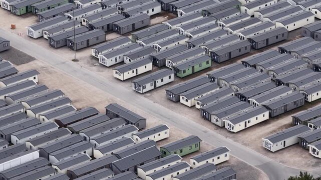 Aerial view of mobile home park awaiting delivery
