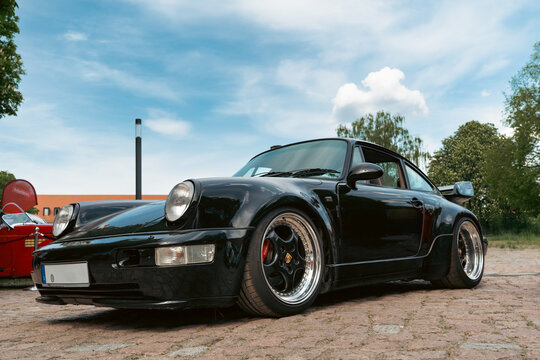 Black Porsche 911 Turbo at Vintage Car Exhibition