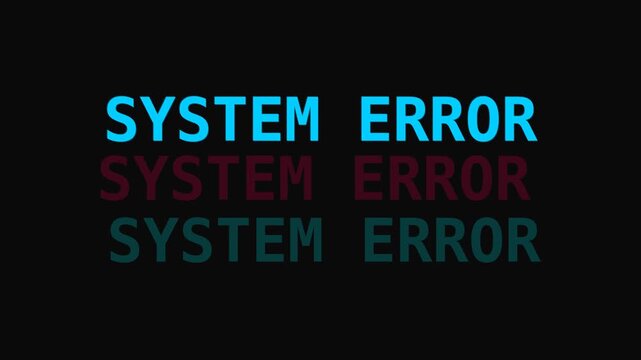 System Error Message In Bright Pink Text On Solid Black Background