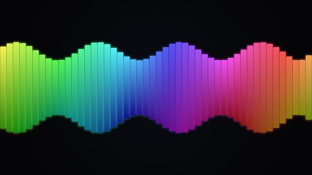 Equalizer Bars Stagger With Rainbow Gradient And Neon Glow On Black