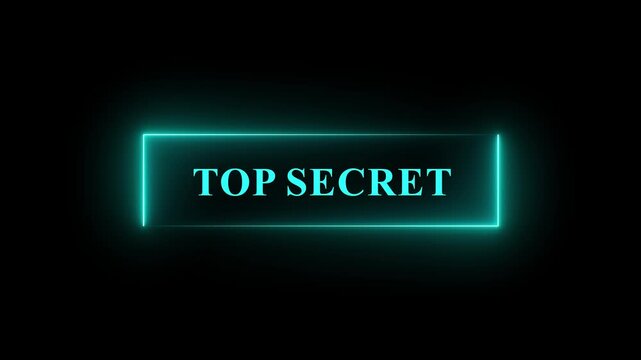 Glowing neon rectangle Top secret grunge stamp symbol 3d editable text effect.4k motion video animation