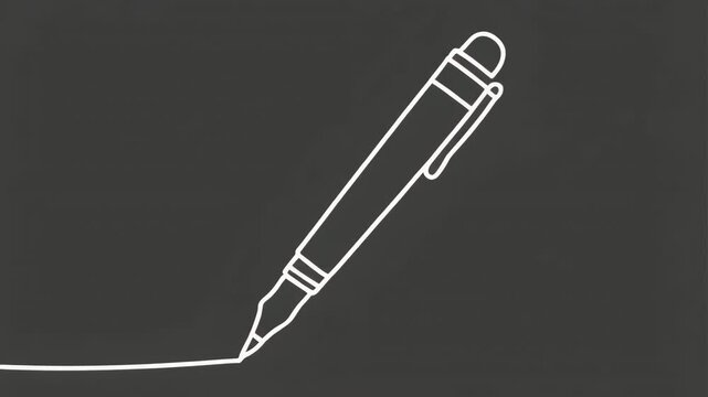 Hand drawn pen drawing a line on a dark background with subtle motion and focus