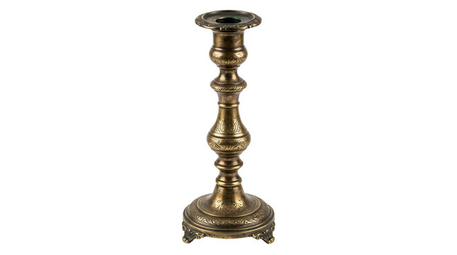 Antique ornate brass candlestick holder