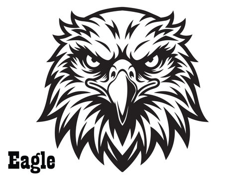 Aggressive Eagle Head Mascot Logo Vector, Fierce Bird of Prey Line Art for Sports Team Branding
