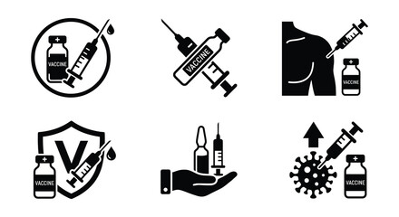 Syringe And Vial Icons Black Vector Illustration On White Background © Begum